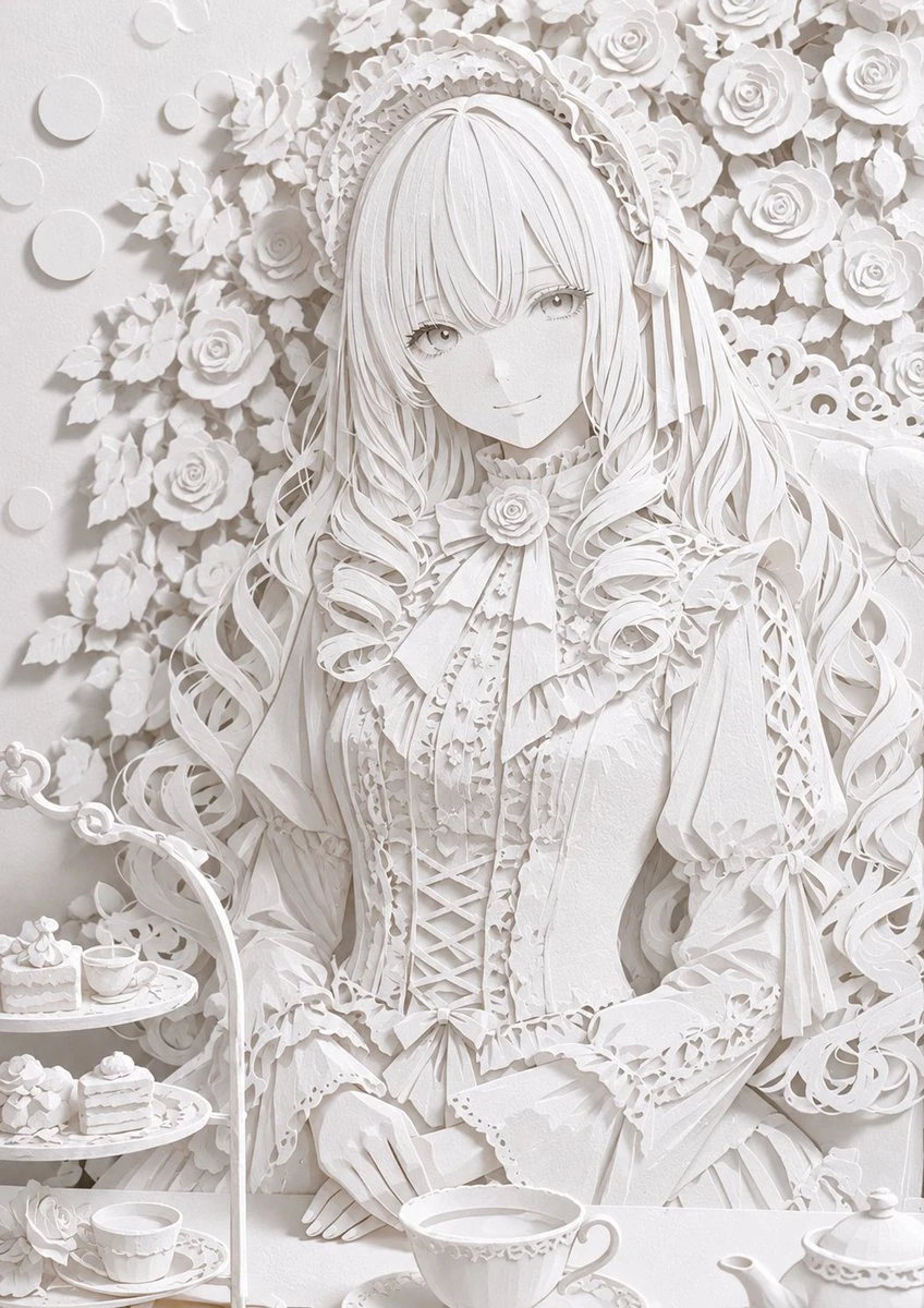白色纸雕风格插画