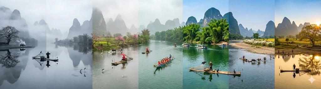 桂林山水四季流转全景图