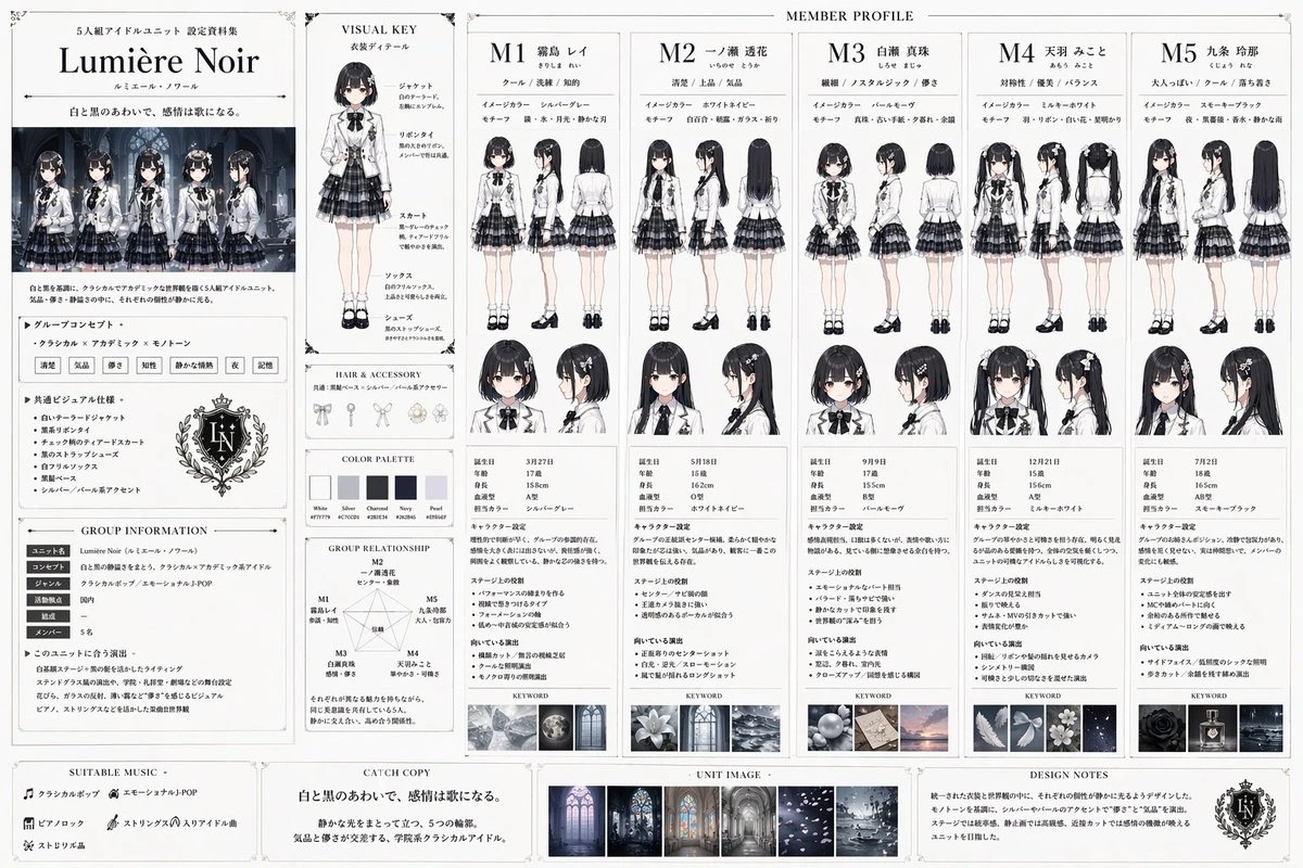 Lumière Noir偶像团体设定资料集