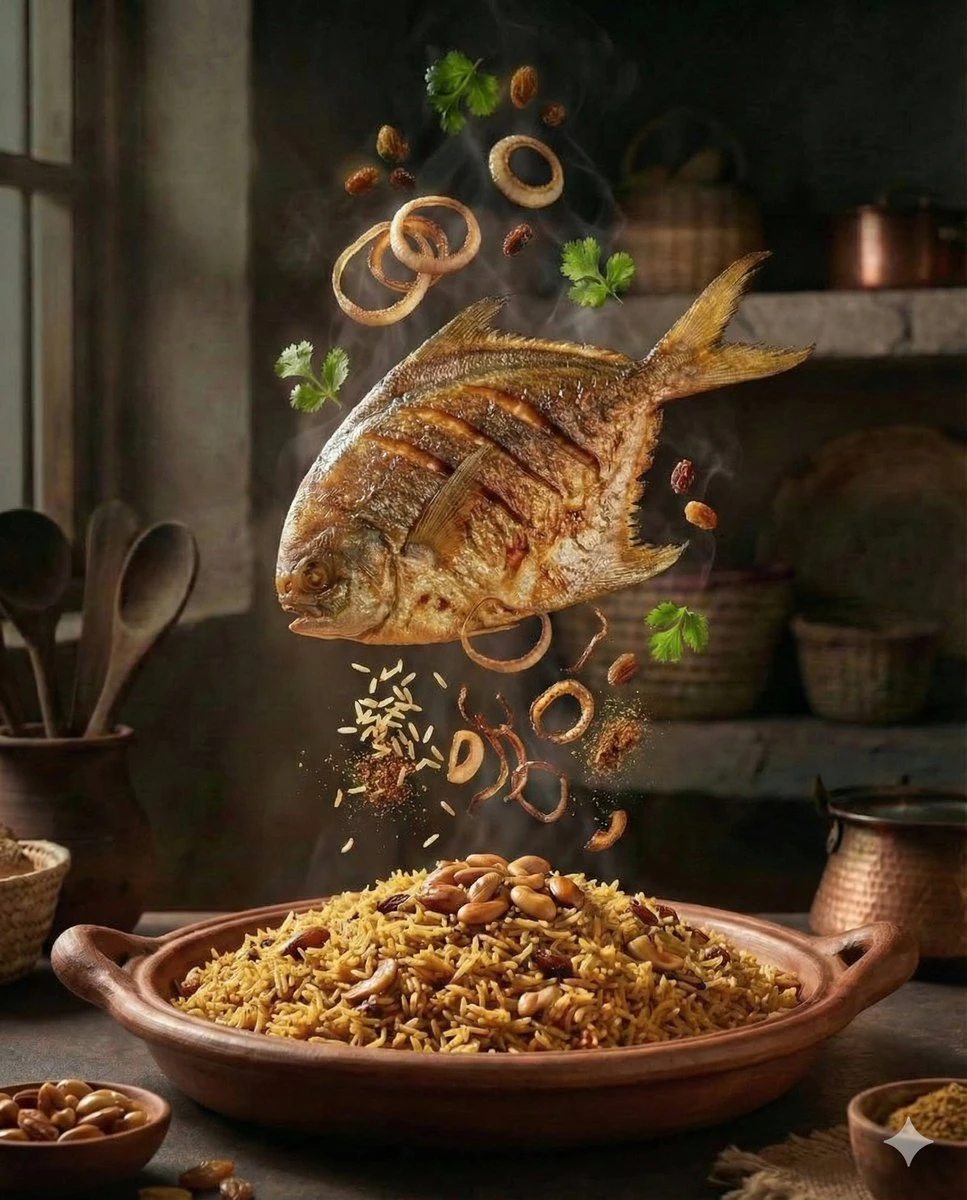 中东美食爆炸式呈现,食材悬浮于古朴厨房中