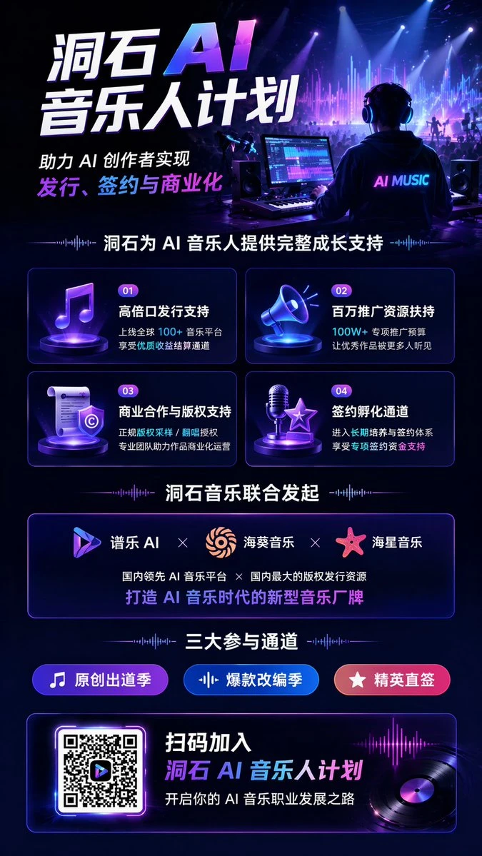洞石AI音乐人计划宣传海报