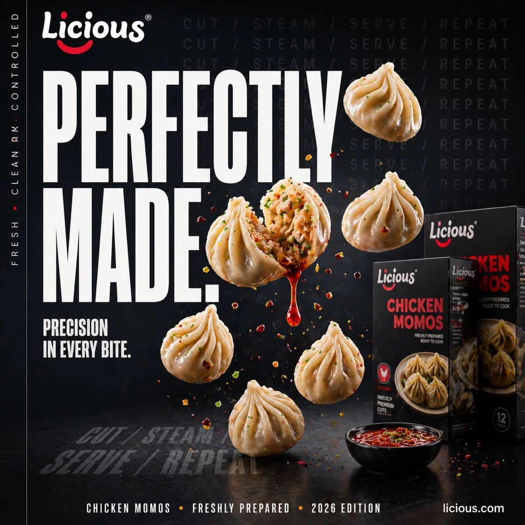 Licious鸡肉 momos 广告海报