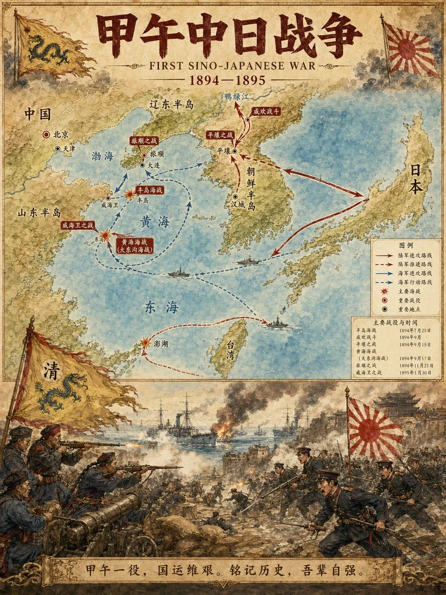 甲午中日战争历史地图插图