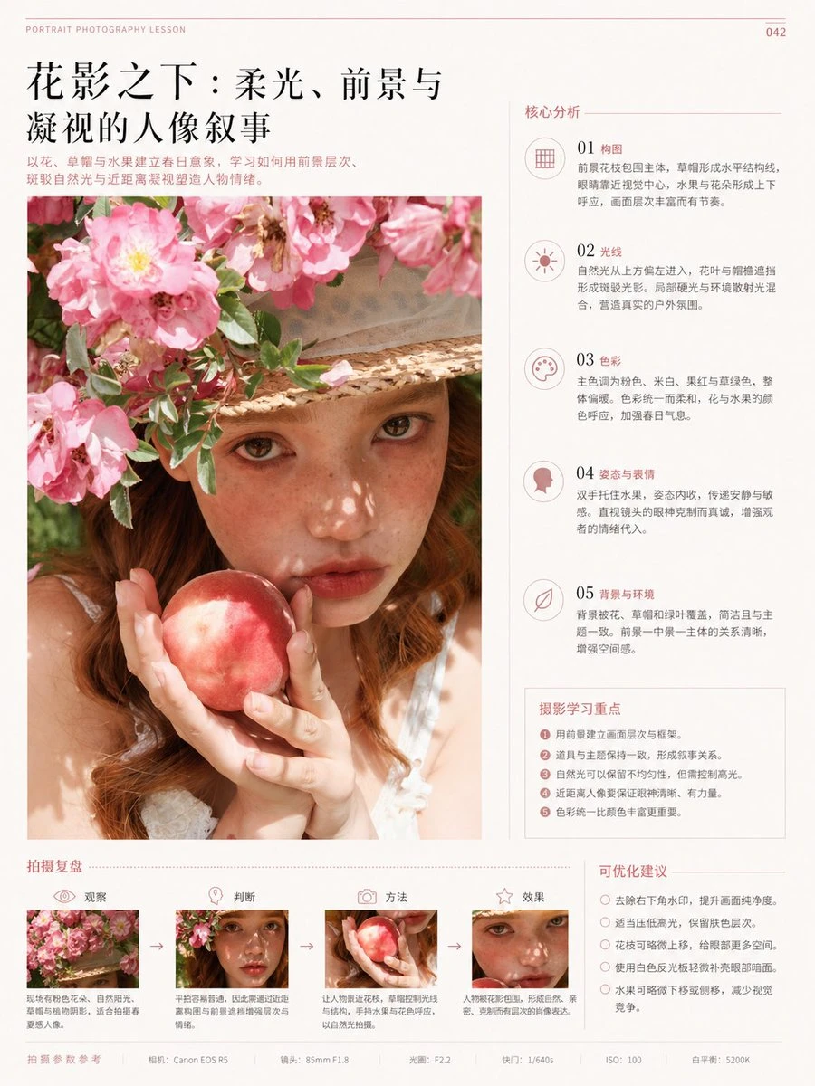 花影下柔光人像摄影教程
