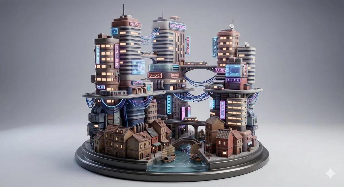赛博朋克3D微缩模型渲染预设