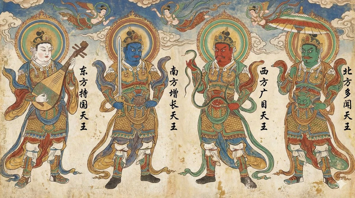 敦煌风格四大天王画像定制