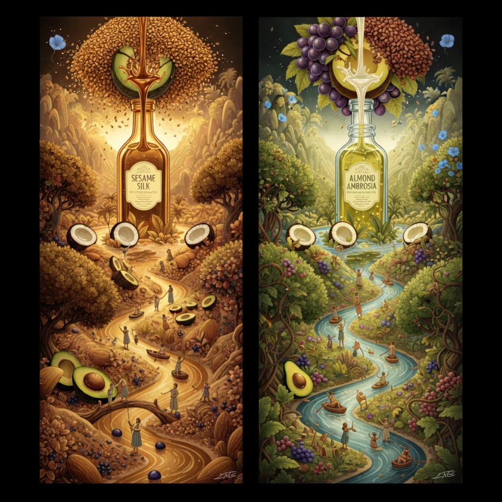 双联奇幻插画:芝麻丝与杏仁露的梦幻世界