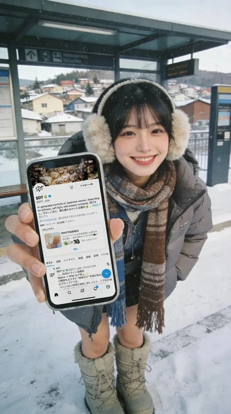 雪景自拍手机特写预设