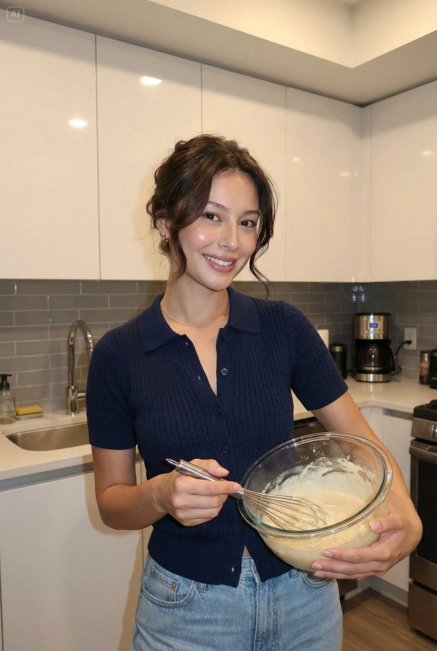厨房中的女性烹饪场景