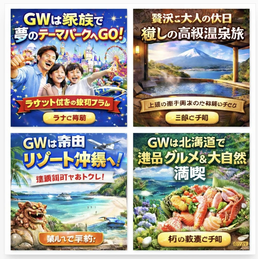 AI生成日本黄金周旅游广告