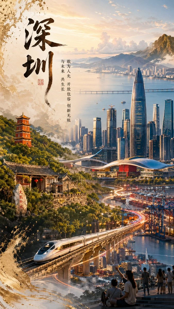 深圳古今融合城市风光海报