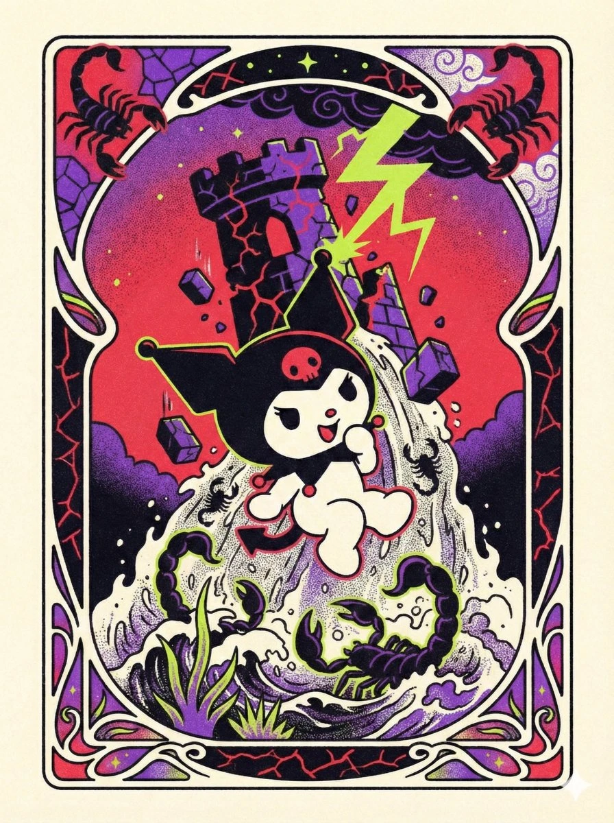 Sanrio角色与星座塔罗牌的奇幻视觉融合设计