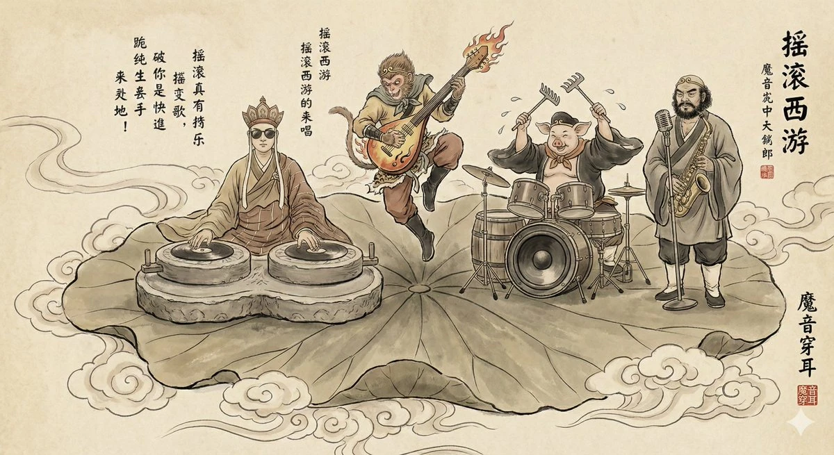 西游记师徒四人组成了一个摇滚乐队