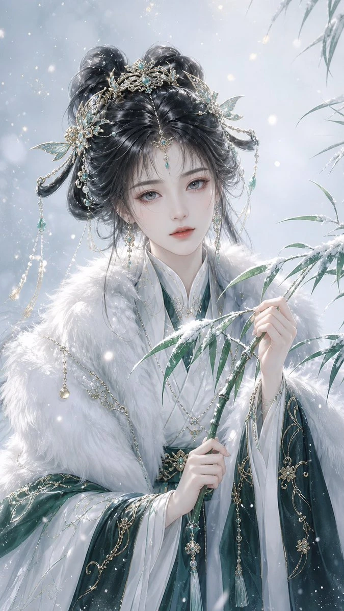 清冷仙气古风美人雪景