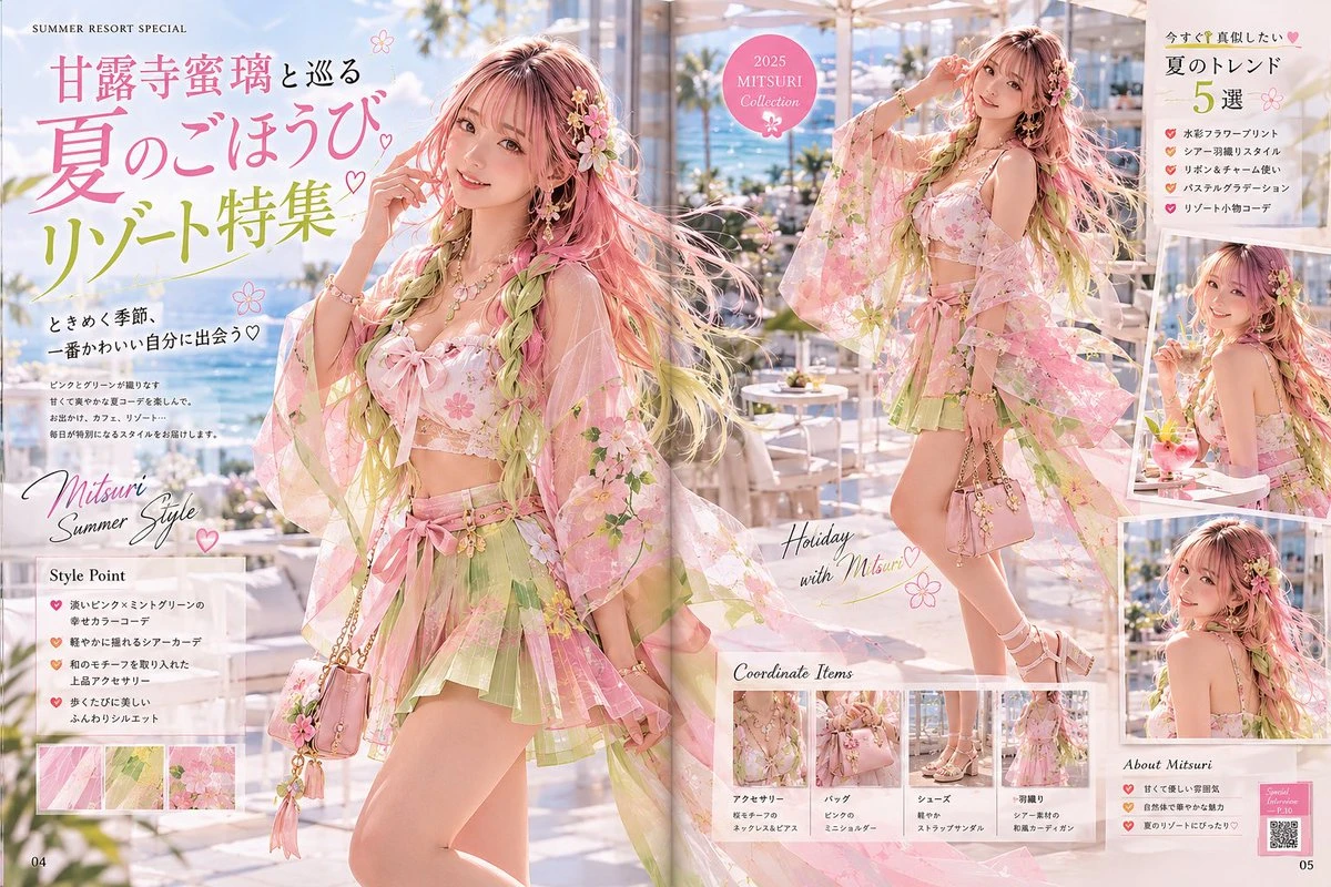 甘露寺蜜璃夏日度假时尚大片