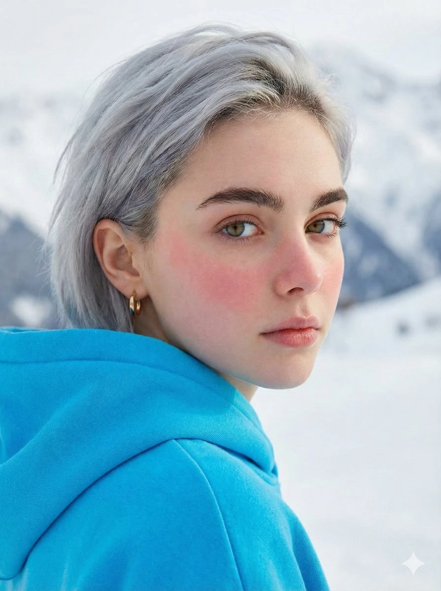 雪景中回眸少女肖像写真