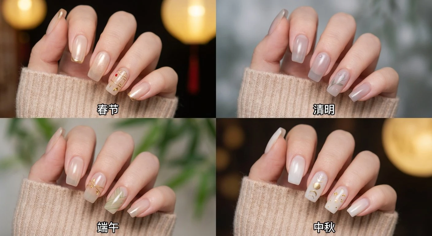 四大节日美甲四宫格设计