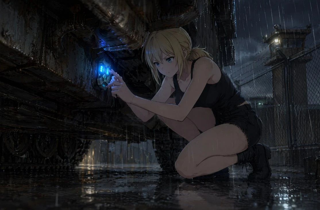雨夜少女潜入巨型机甲
