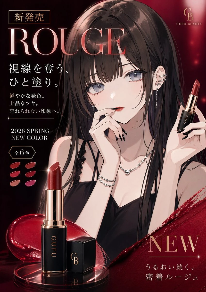 动漫少女奢华口红广告海报