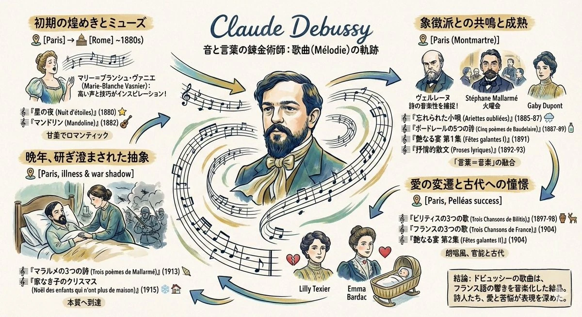 德彪西歌曲创作年表图