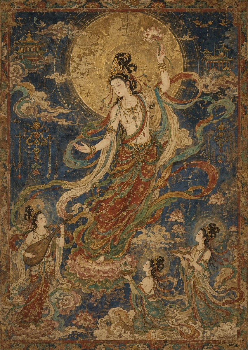 敦煌飞天壁画风格