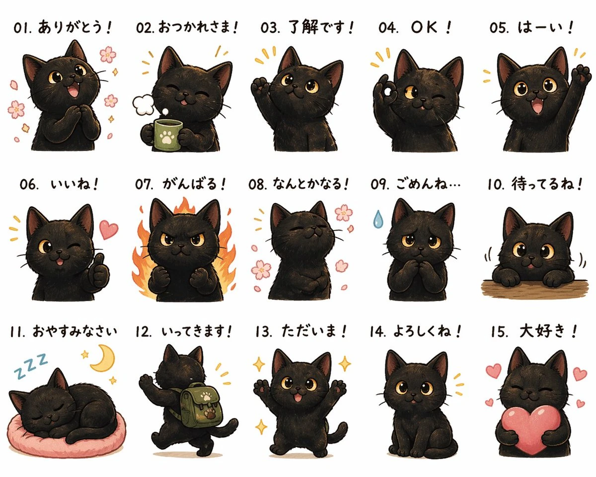 15款黑猫日常表情包