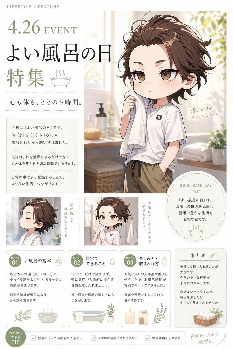 日式沐浴文化杂志风海报