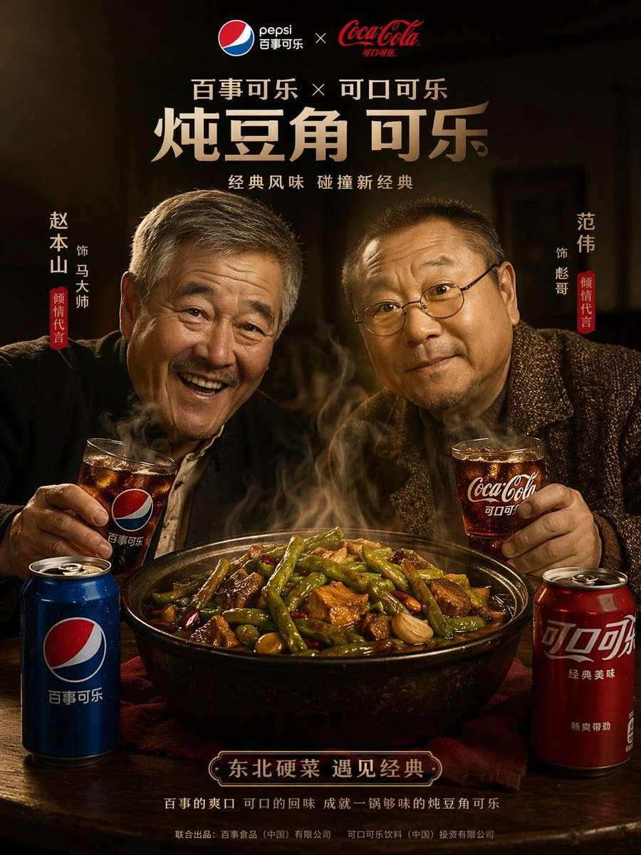百事可乐与可口可乐联名海报