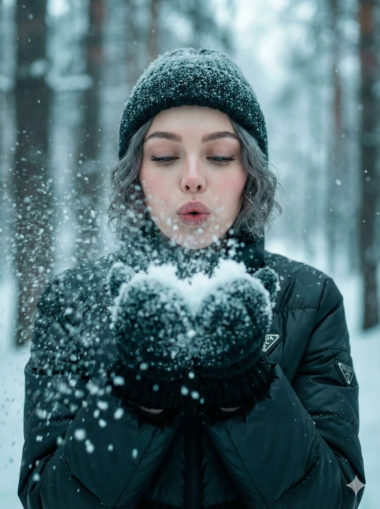 雪中吹雪少女写真
