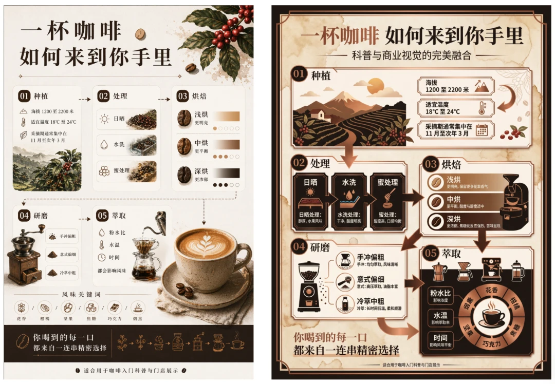 咖啡科普与门店展示海报