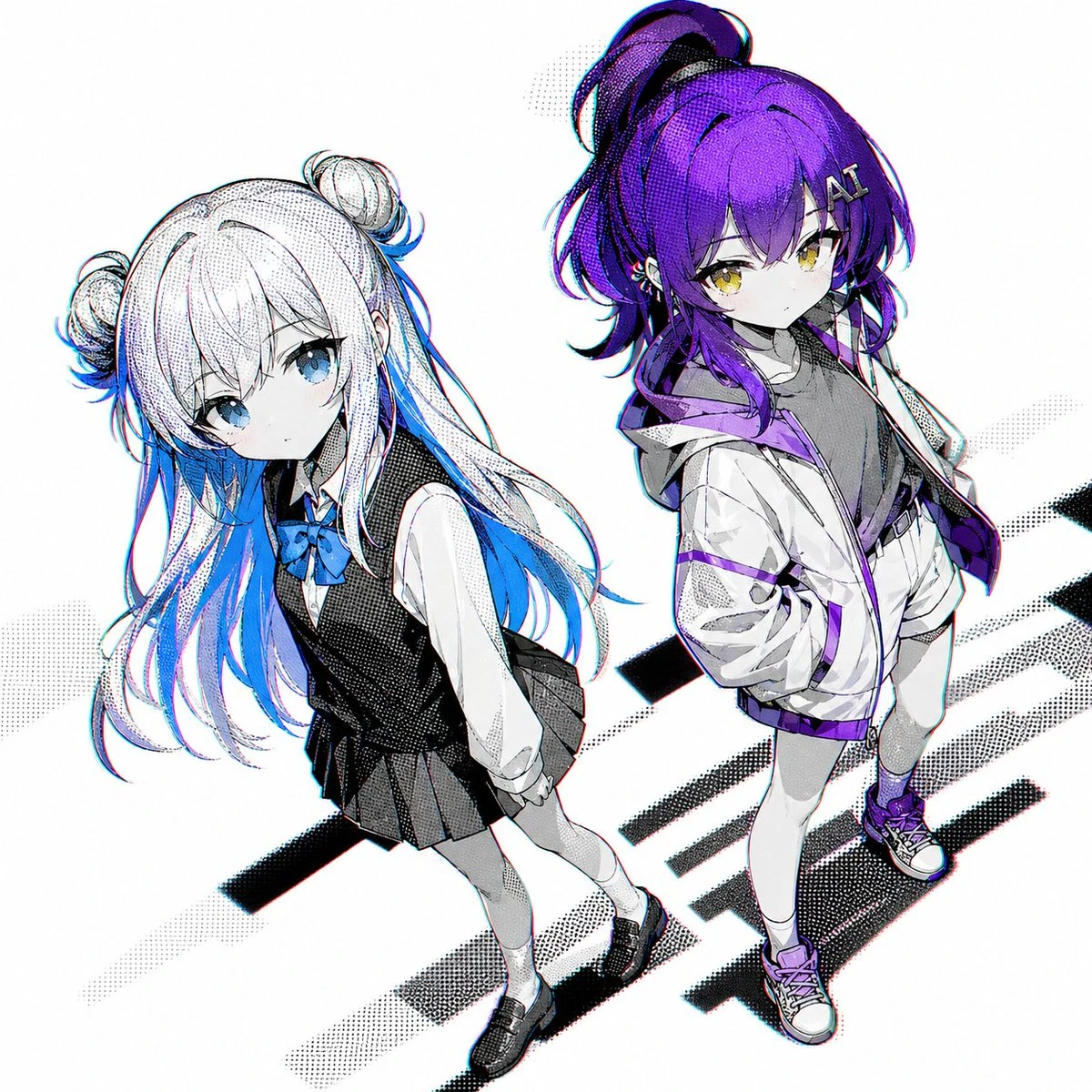 二次元双女主插画