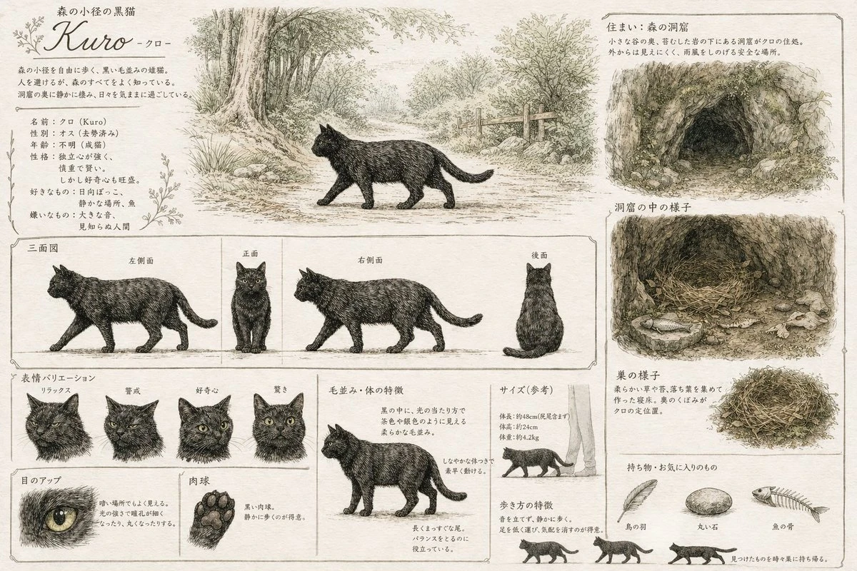 黑猫角色设定参考图