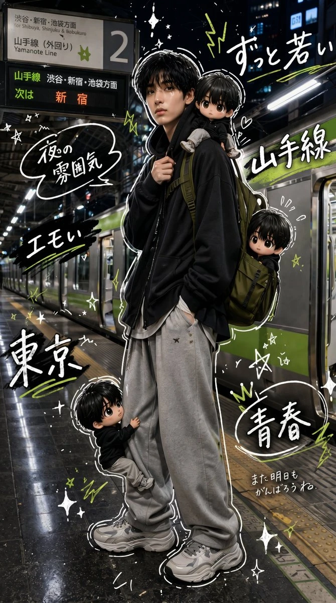 东京山手线日系街头潮男海报