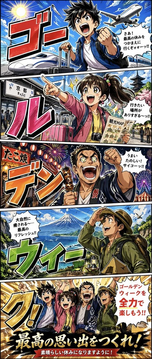 日本黄金周热血漫画海报