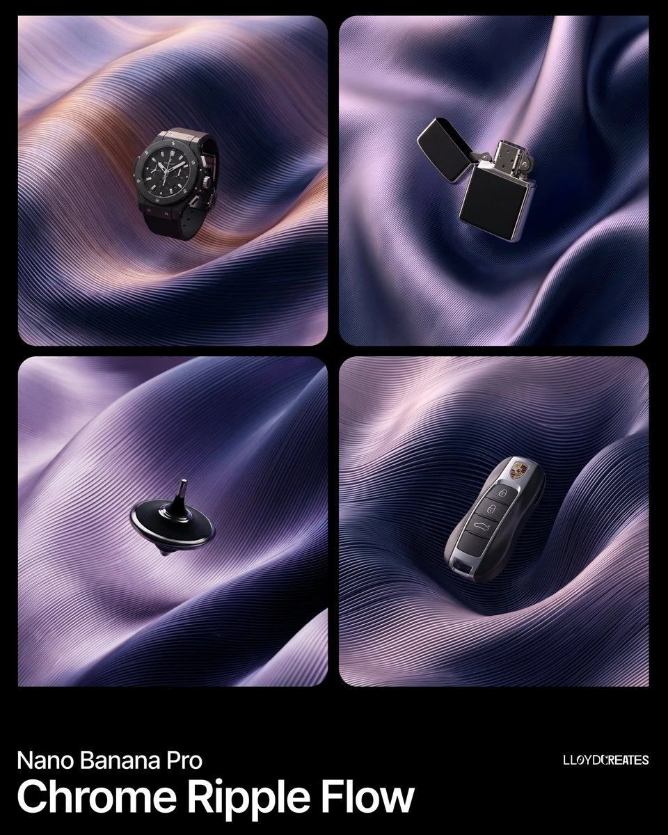 铬色波纹流动质感产品摄影预设
