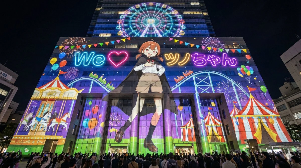 夜景ビル投影秀