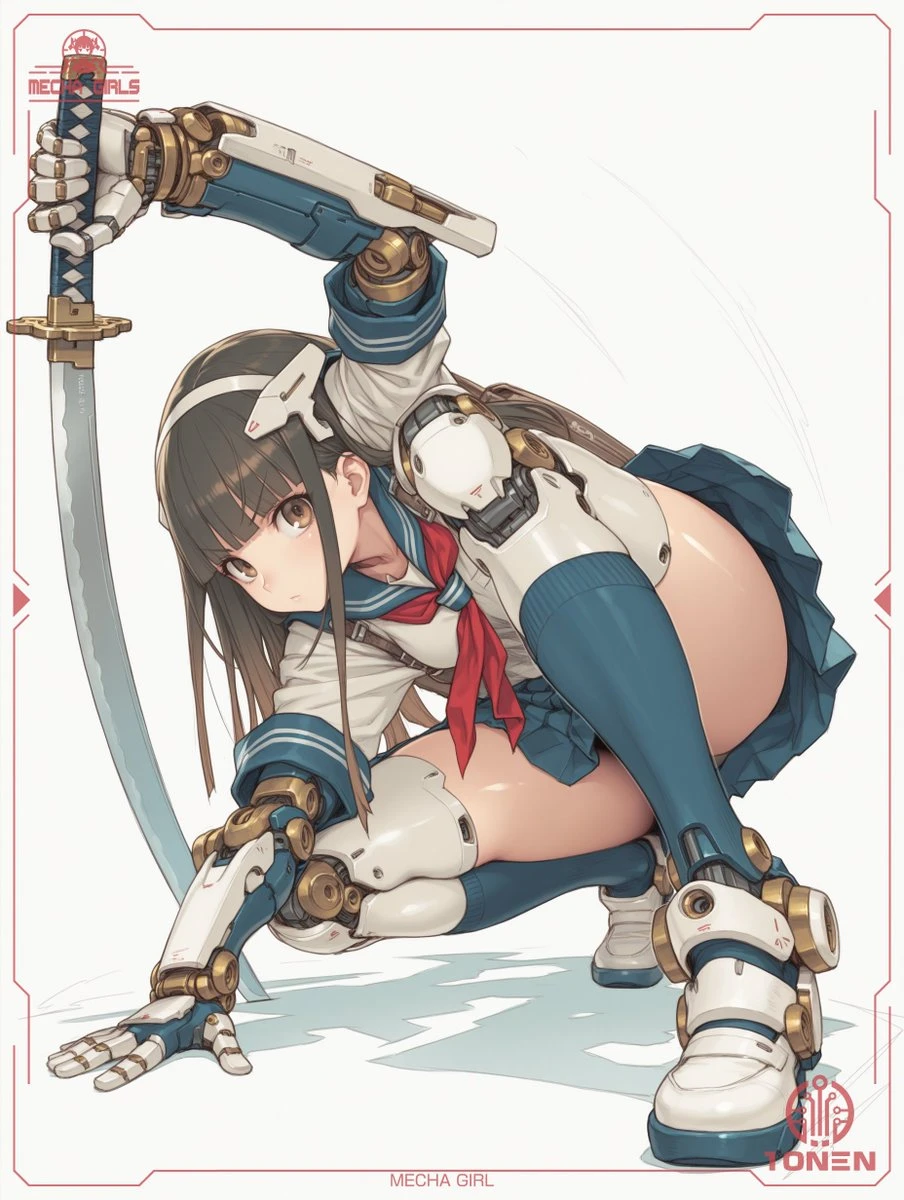 机甲少女武士动态插画