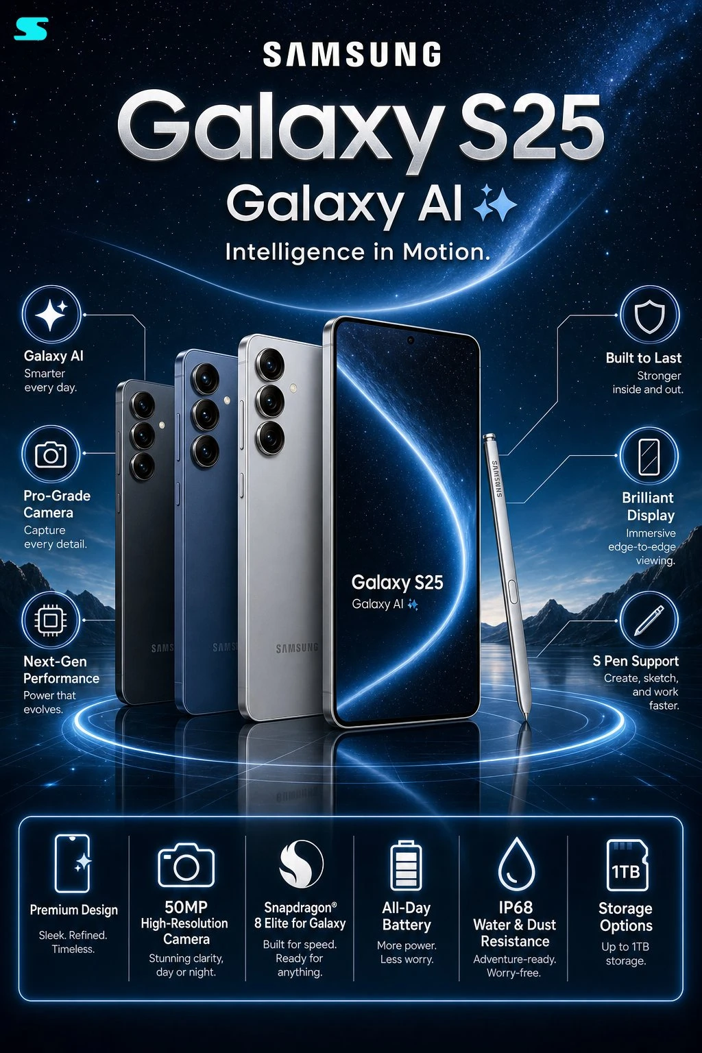 三星Galaxy S25手机功能海报