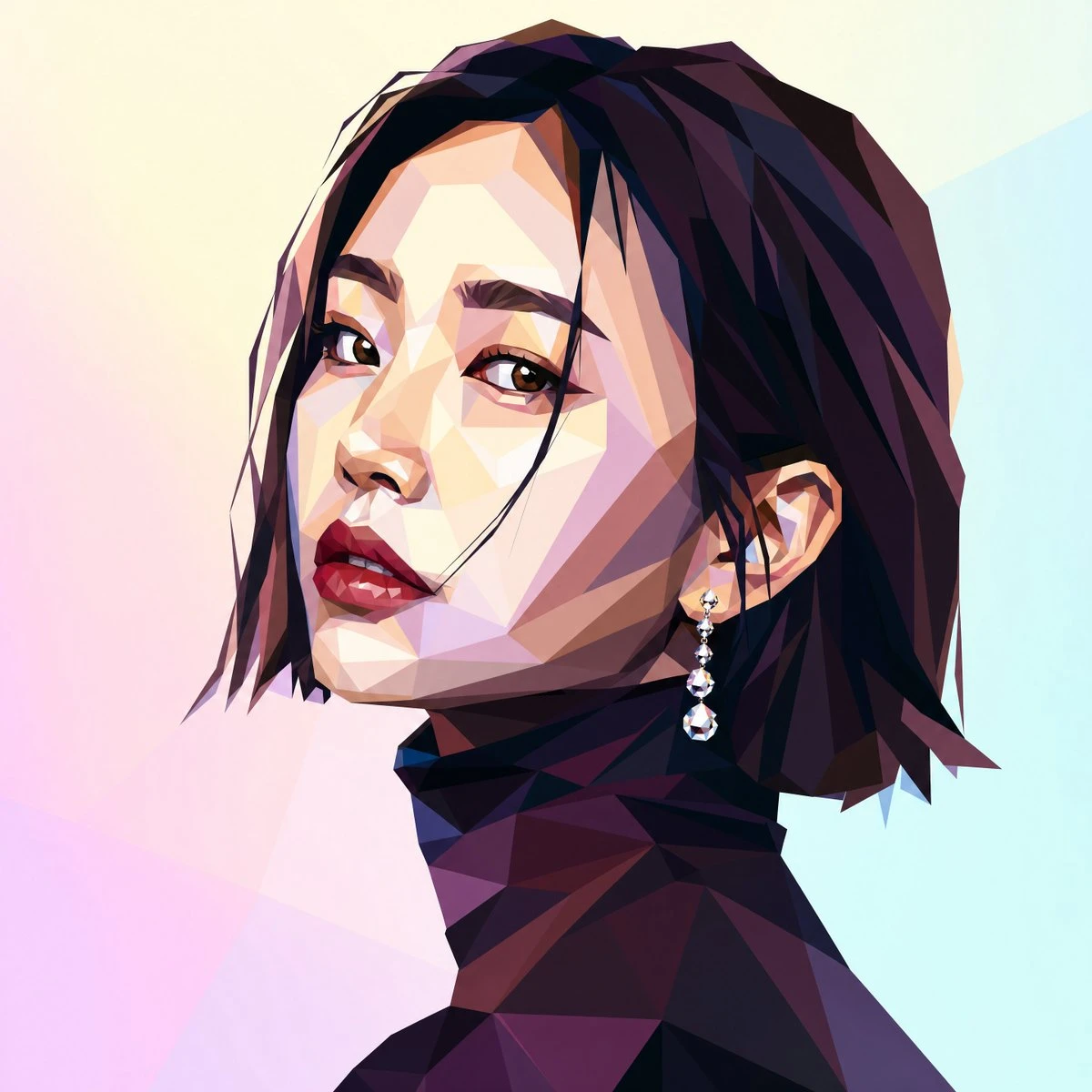 低多边形时尚女性肖像