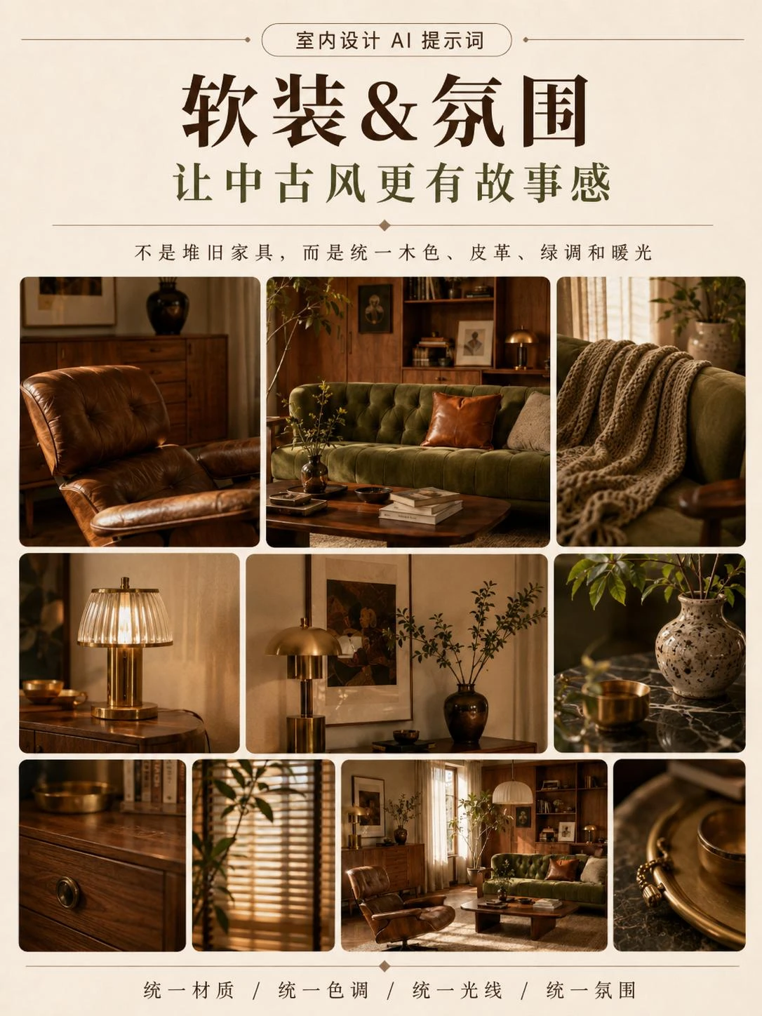 中古风材料情绪板 Prompt
