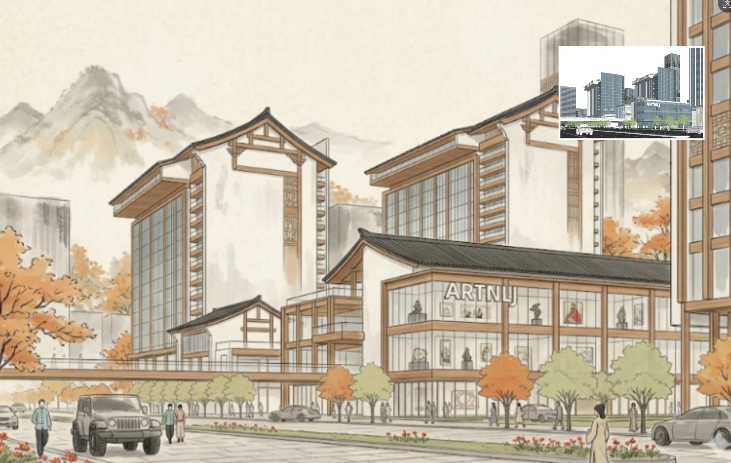 风格化制图:古风效果图【建筑、景观、规划均适用】