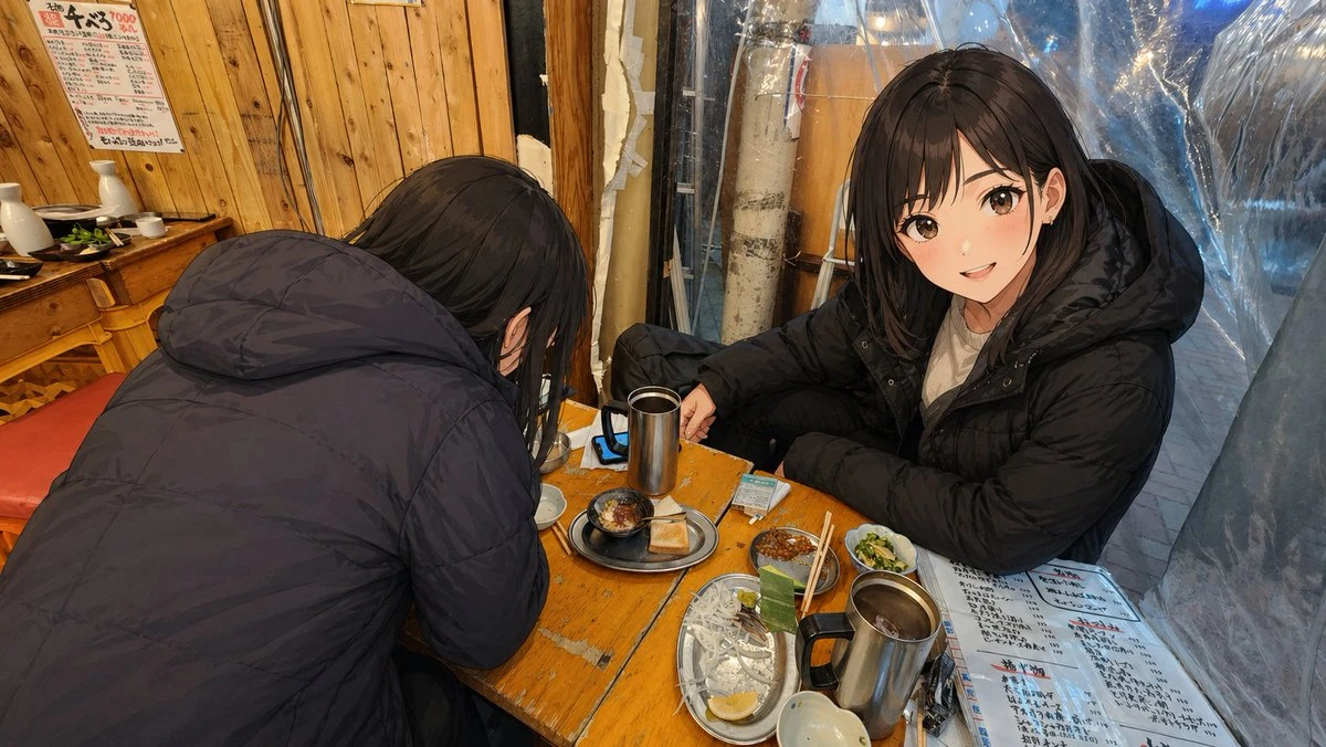 二次元少女融入真实居酒屋