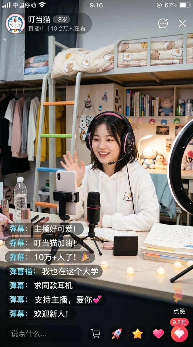 中国大学宿舍女主播直播界面