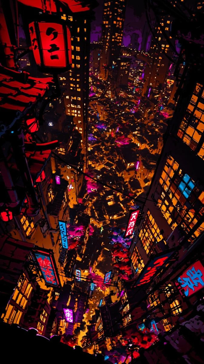 赛博朋克风格垂直构图