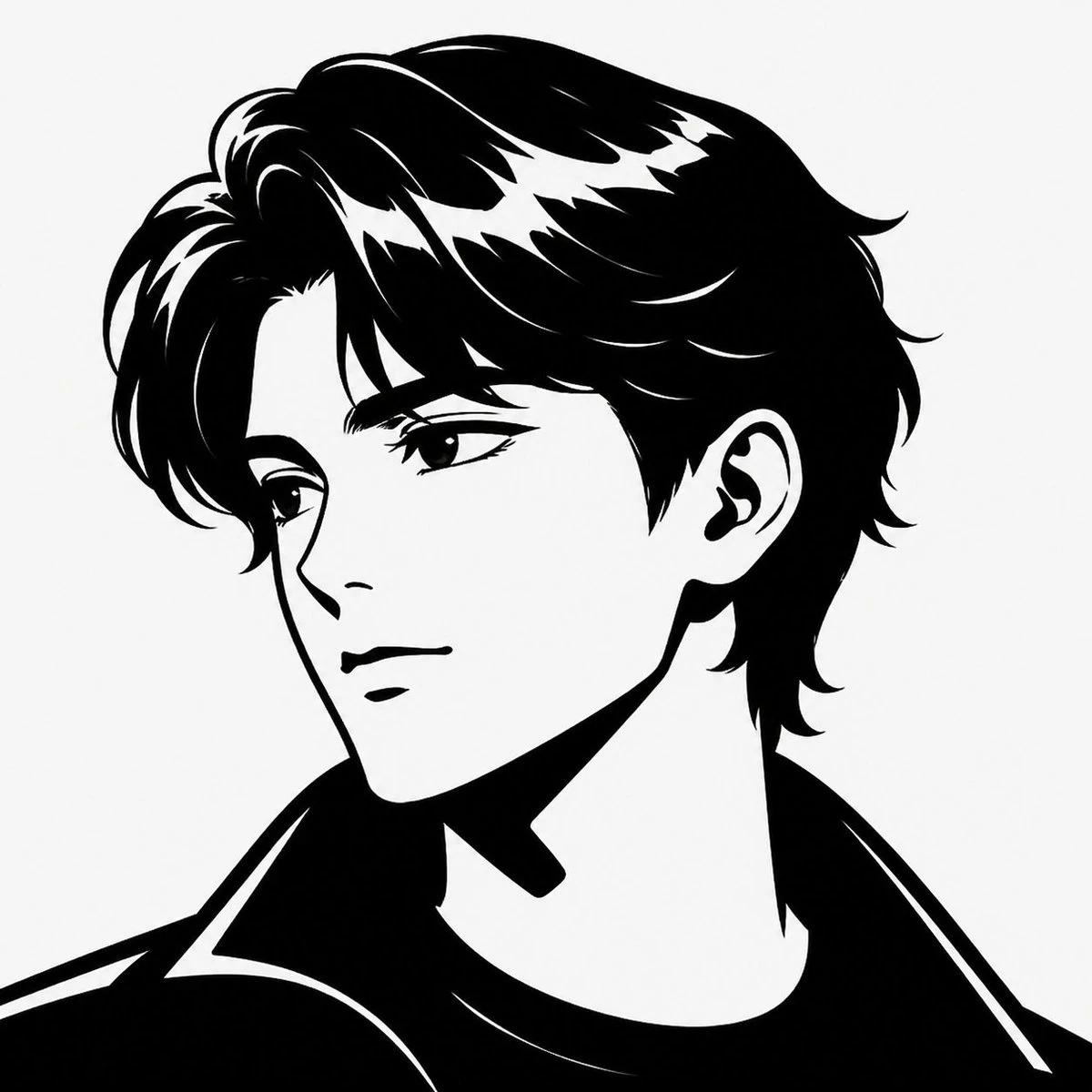 黑白极简动漫男性剪影头像