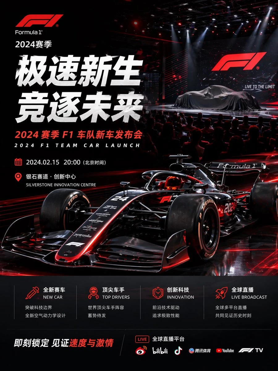 2024赛季F1新车发布会海报