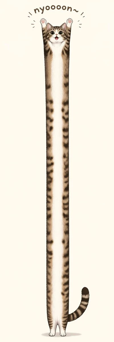 竖版长条拉伸猫咪插画