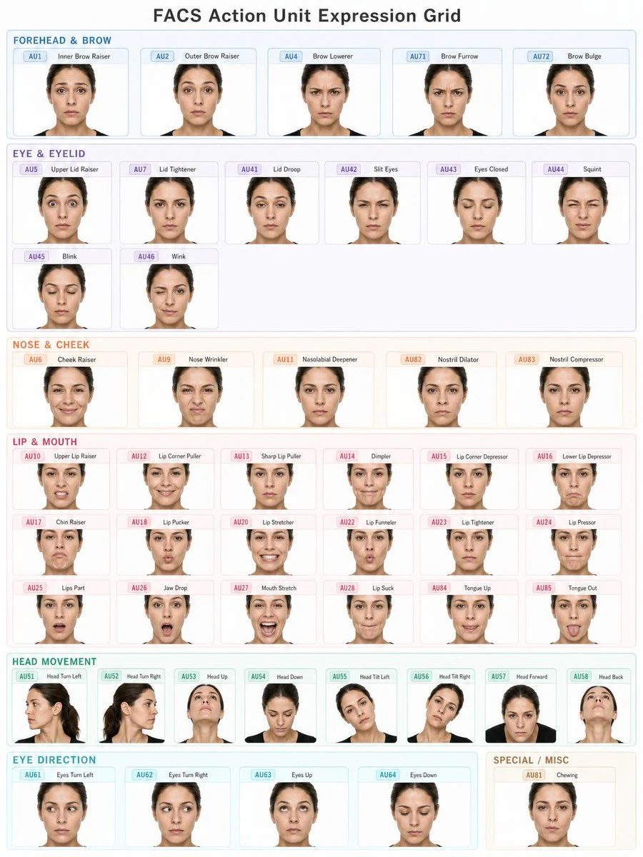 FACS面部表情动作单元网格