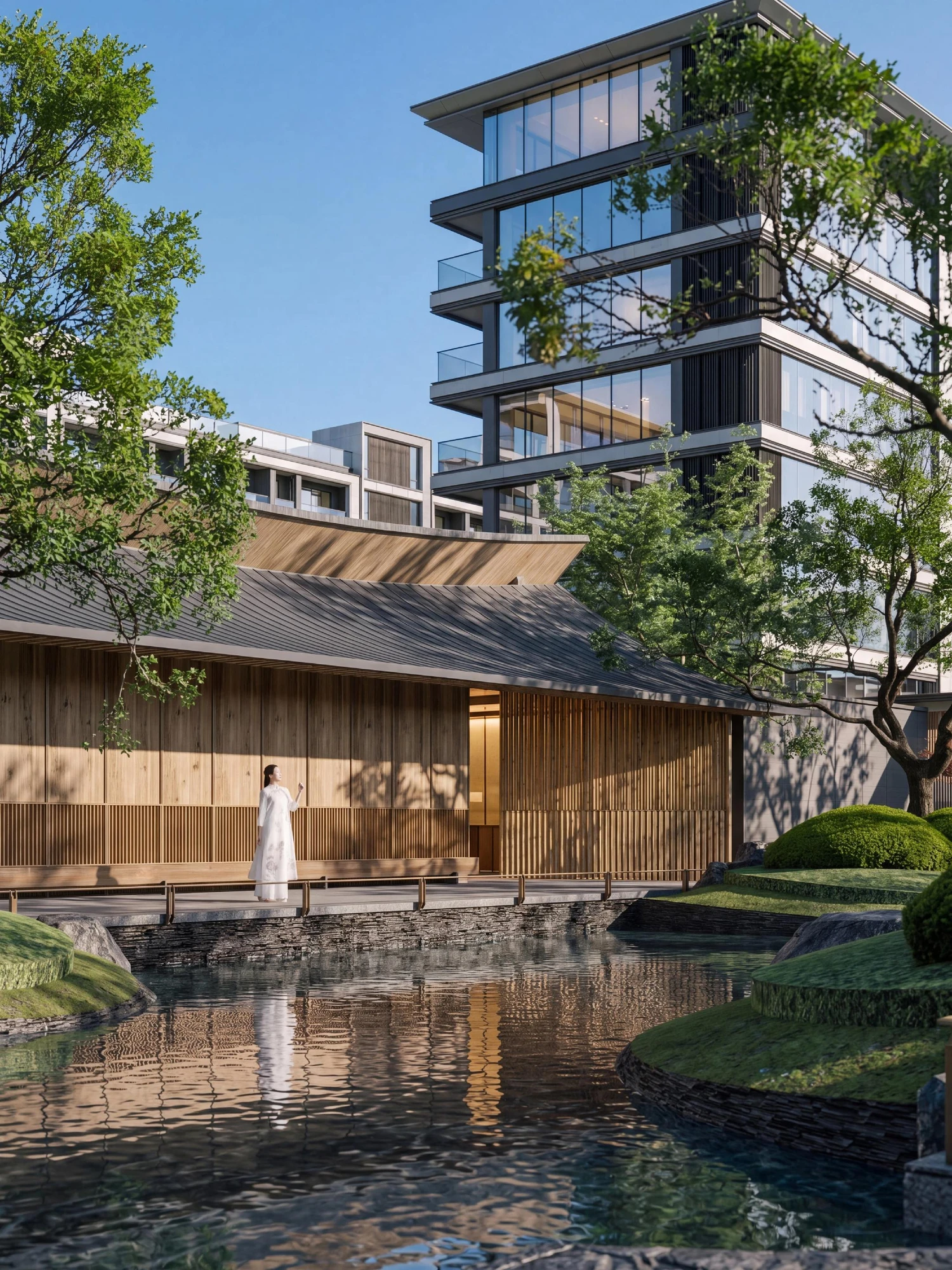 新中式示范区建筑摄影写实渲染