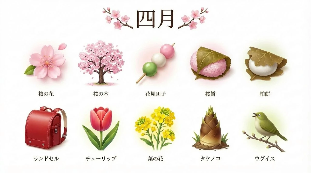日本各月主题图标集:季节符号与3D视觉呈现